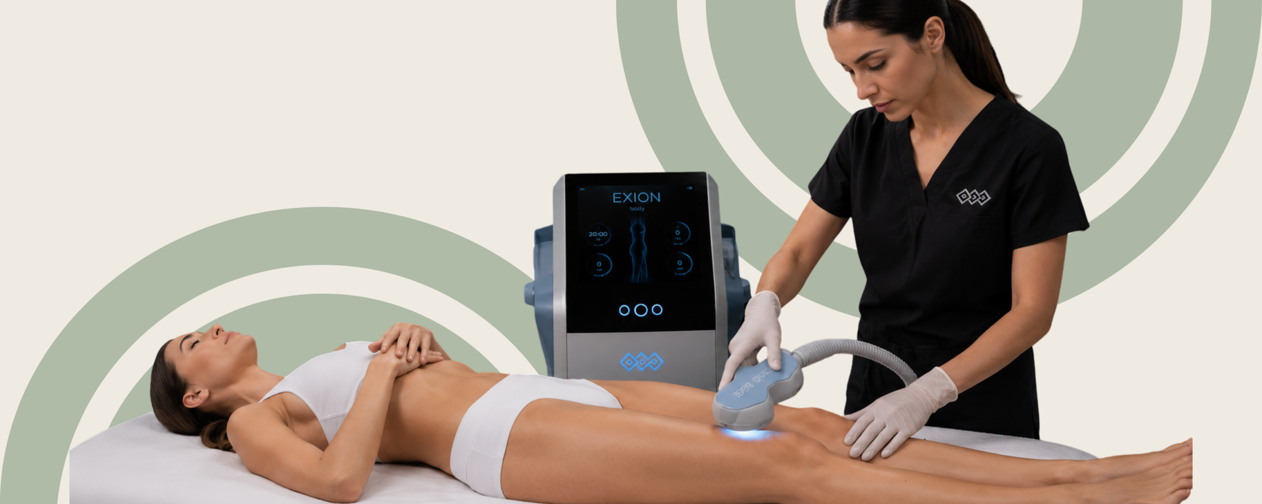 Provider performing Exion Body treatment on a patient in a clinical setting