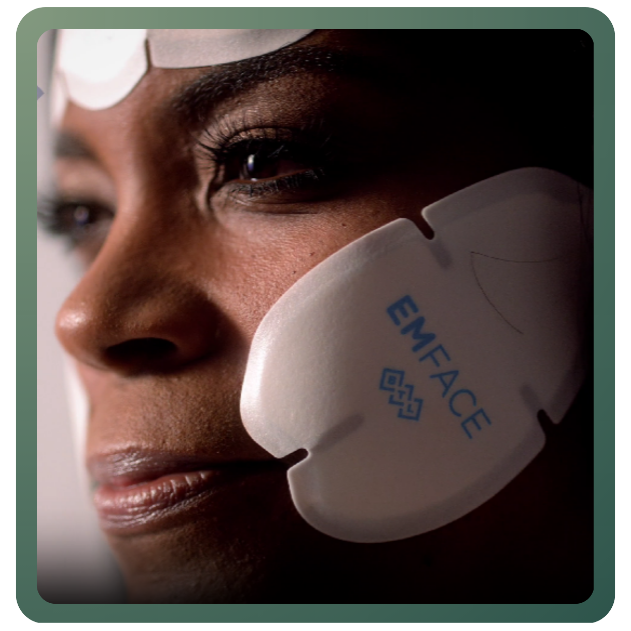 Close-up of Exion facial applicator delivering radiofrequency skin rejuvenation treatment