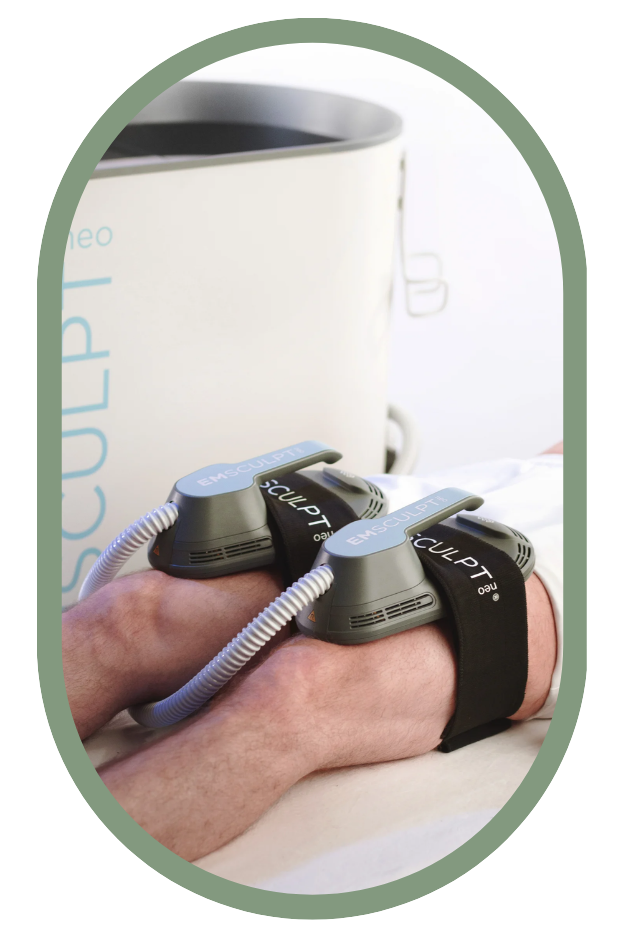Emsculpt Neo applicator positioned for non-invasive body sculpting treatment
