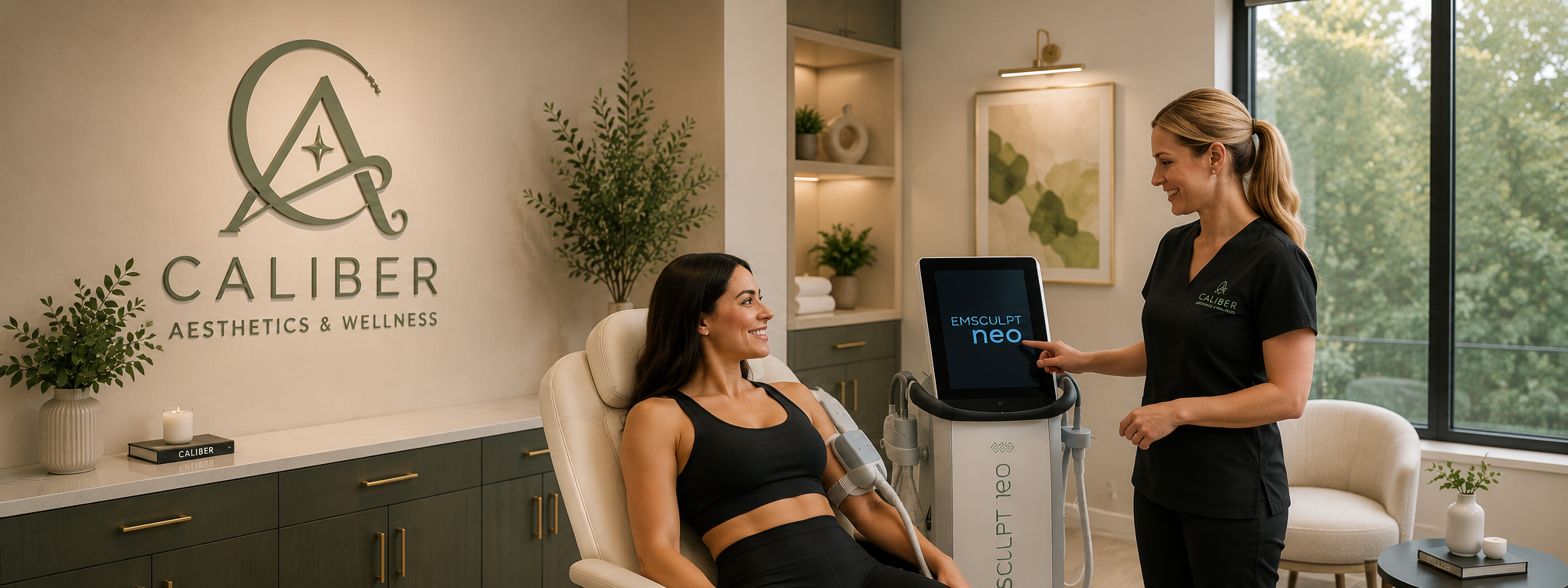 aliber Aesthetics provider consulting with a patient during an Exion treatment session