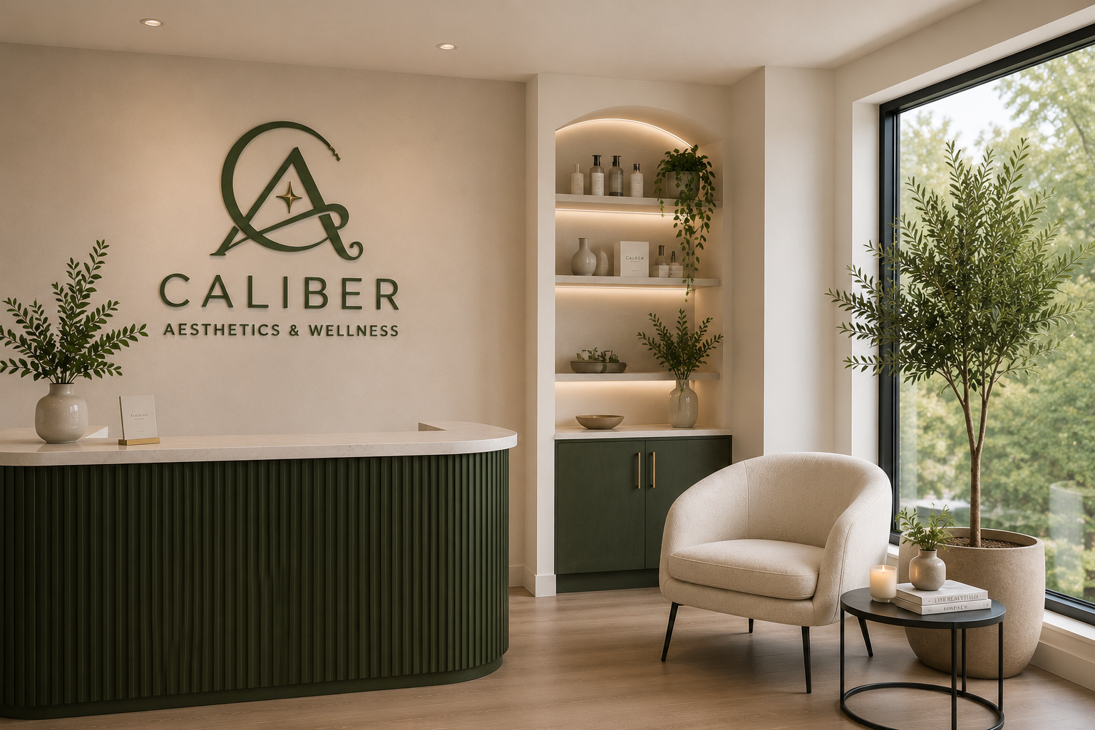 Caliber Aesthetics and Wellness reception area in Randolph New Jersey