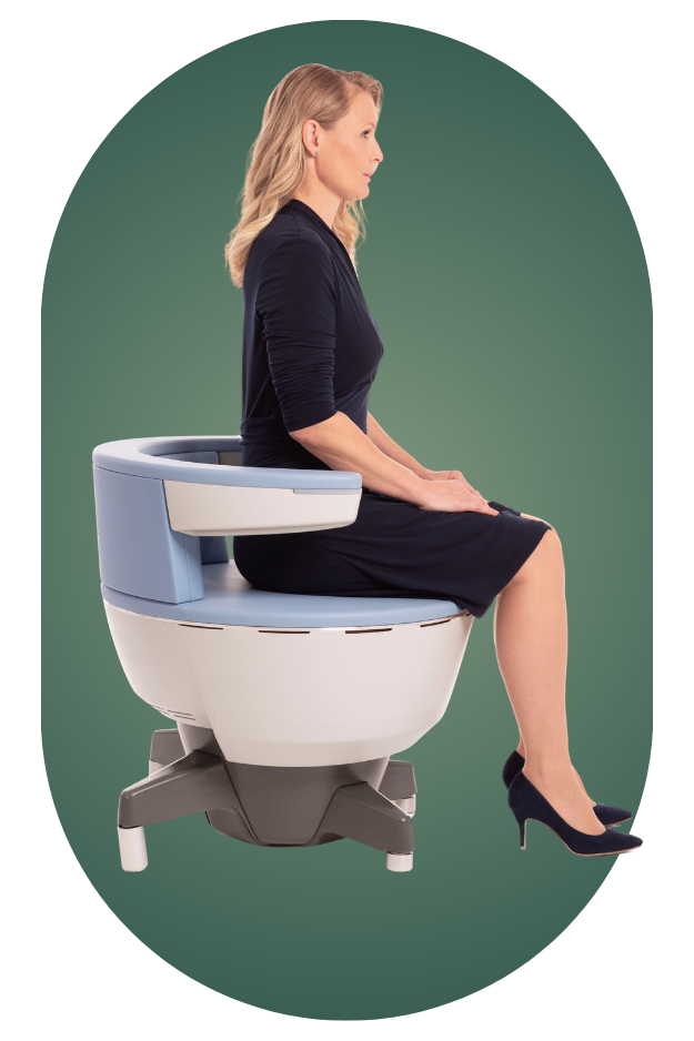 Female patient receiving Emsella treatment for bladder control and pelvic floor health